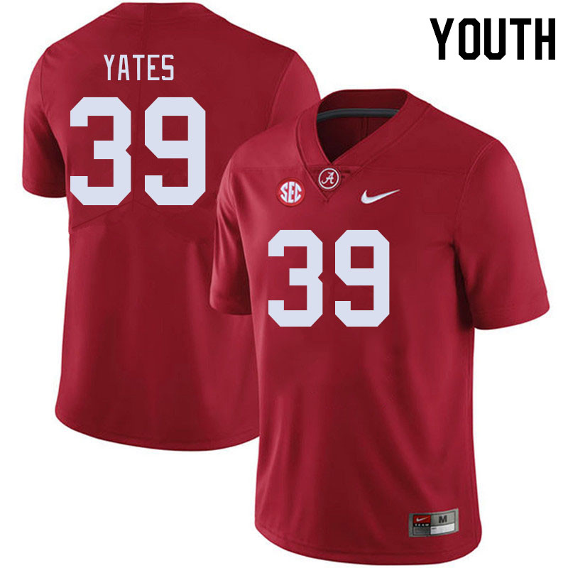 Youth #39 Peyton Yates Alabama Crimson Tide College Footabll Jerseys Stitched-Crimson